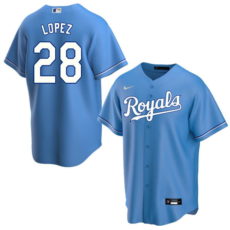 Nike Men #28 Jorge Lopez Kansas City Royals Baseball Jerseys Sale-Light Blue